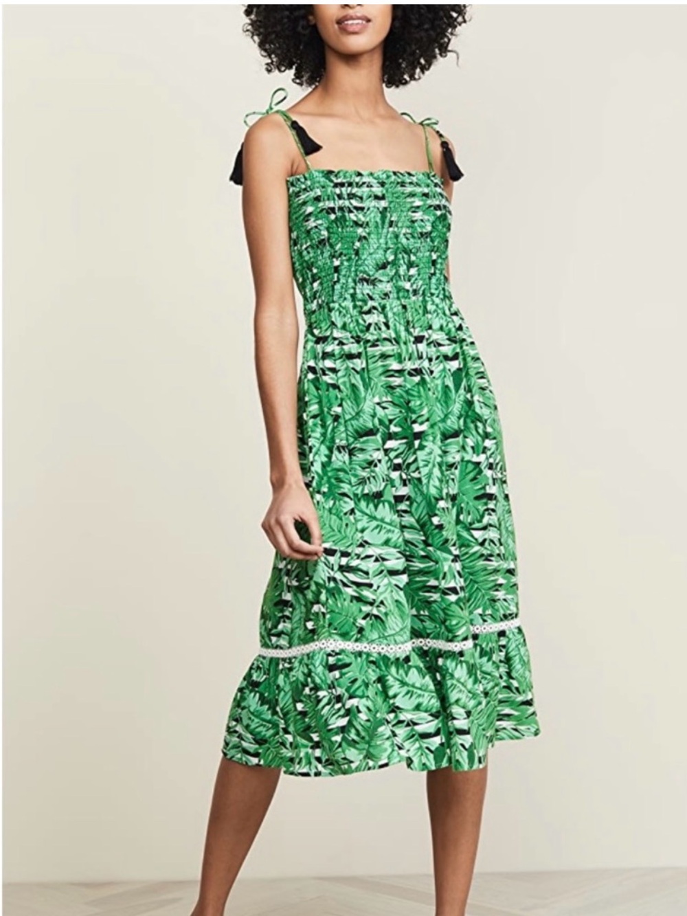 NWT Playa Lucila Green Floral Smocked Dress - size small